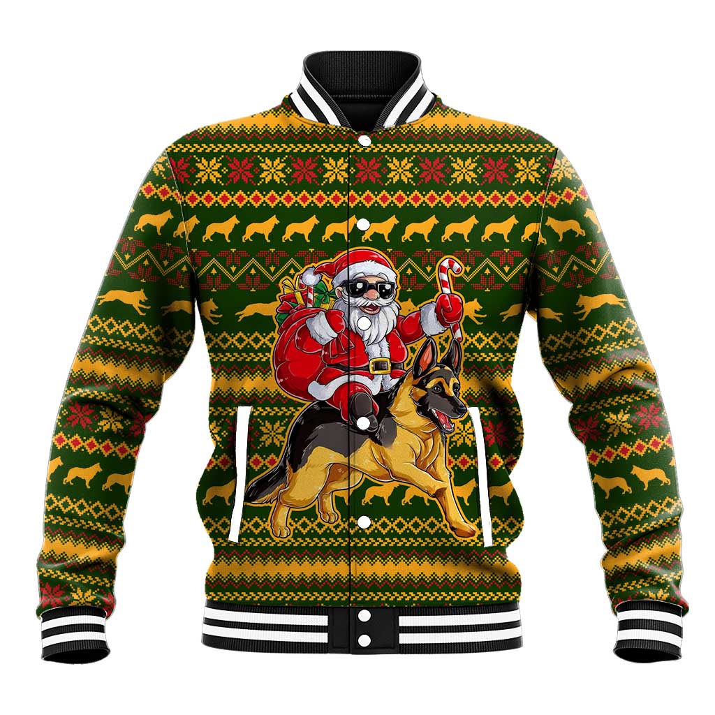 Awesome German Shepherd Dog Santa Claus Christmas Baseball Jacket Xmas Holiday Patterns - Wonder Print Shop