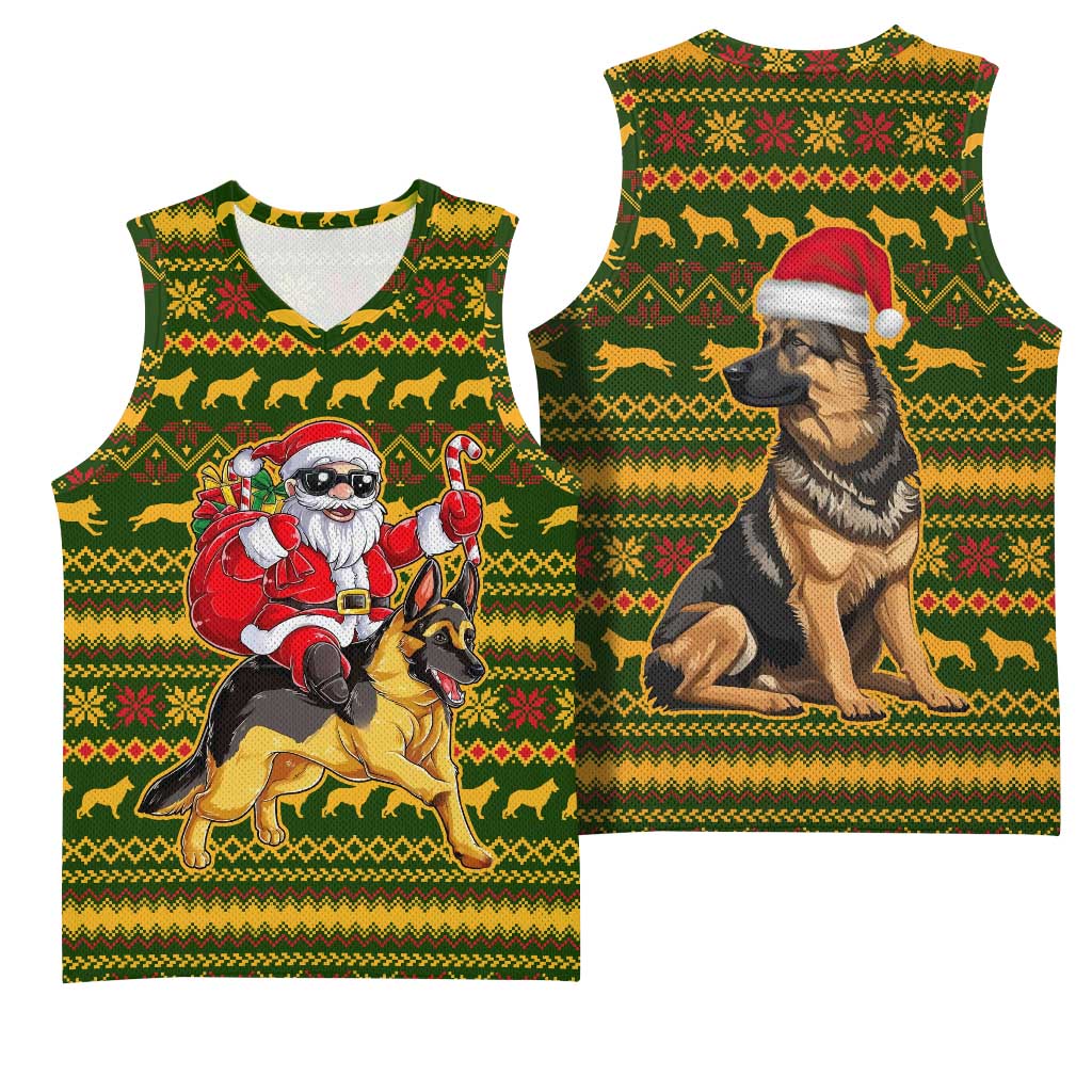 Awesome German Shepherd Dog Santa Claus Christmas Basketball Jersey Xmas Holiday Patterns - Wonder Print Shop