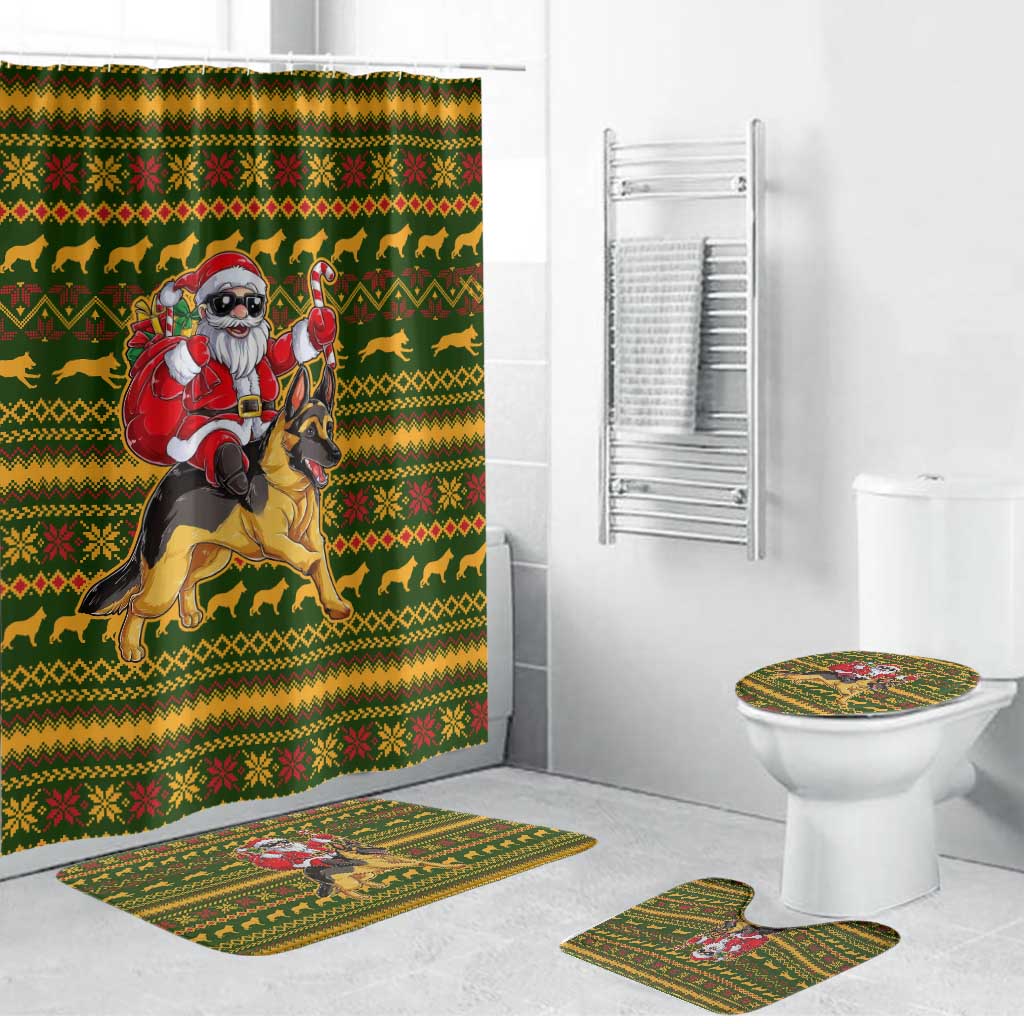 Awesome German Shepherd Dog Santa Claus Christmas Bathroom Set Xmas Holiday Patterns - Wonder Print Shop