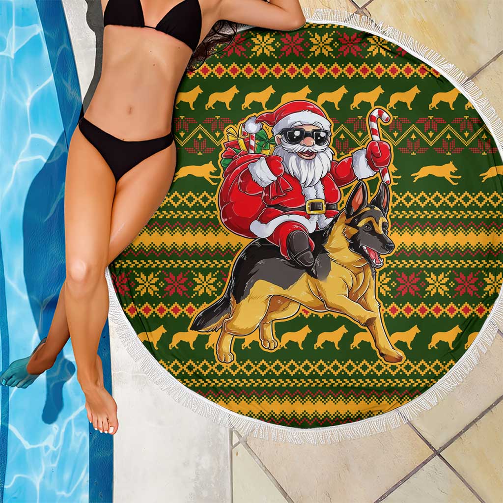 Awesome German Shepherd Dog Santa Claus Christmas Beach Blanket Xmas Holiday Patterns - Wonder Print Shop