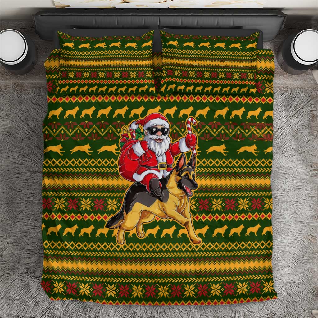 Awesome German Shepherd Dog Santa Claus Christmas Bedding Set Xmas Holiday Patterns - Wonder Print Shop
