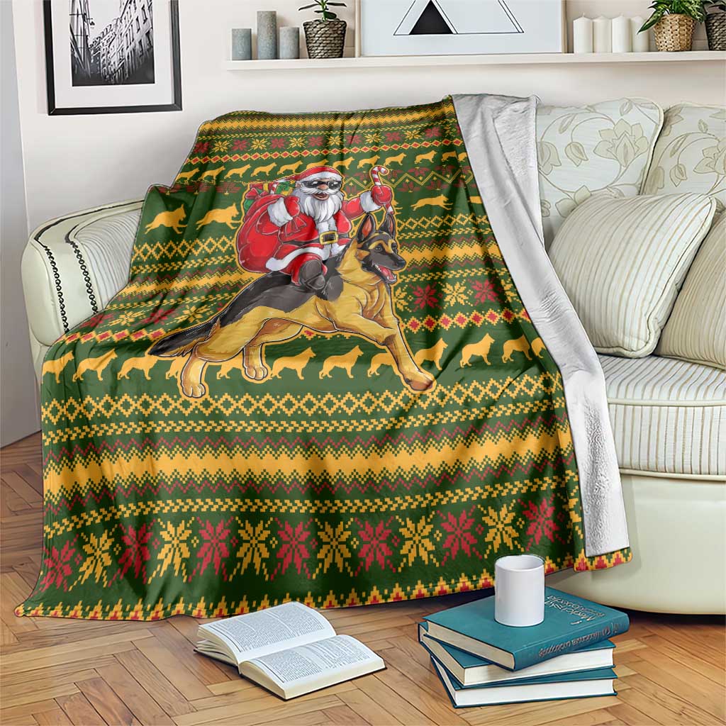 Awesome German Shepherd Dog Santa Claus Christmas Blanket Xmas Holiday Patterns - Wonder Print Shop
