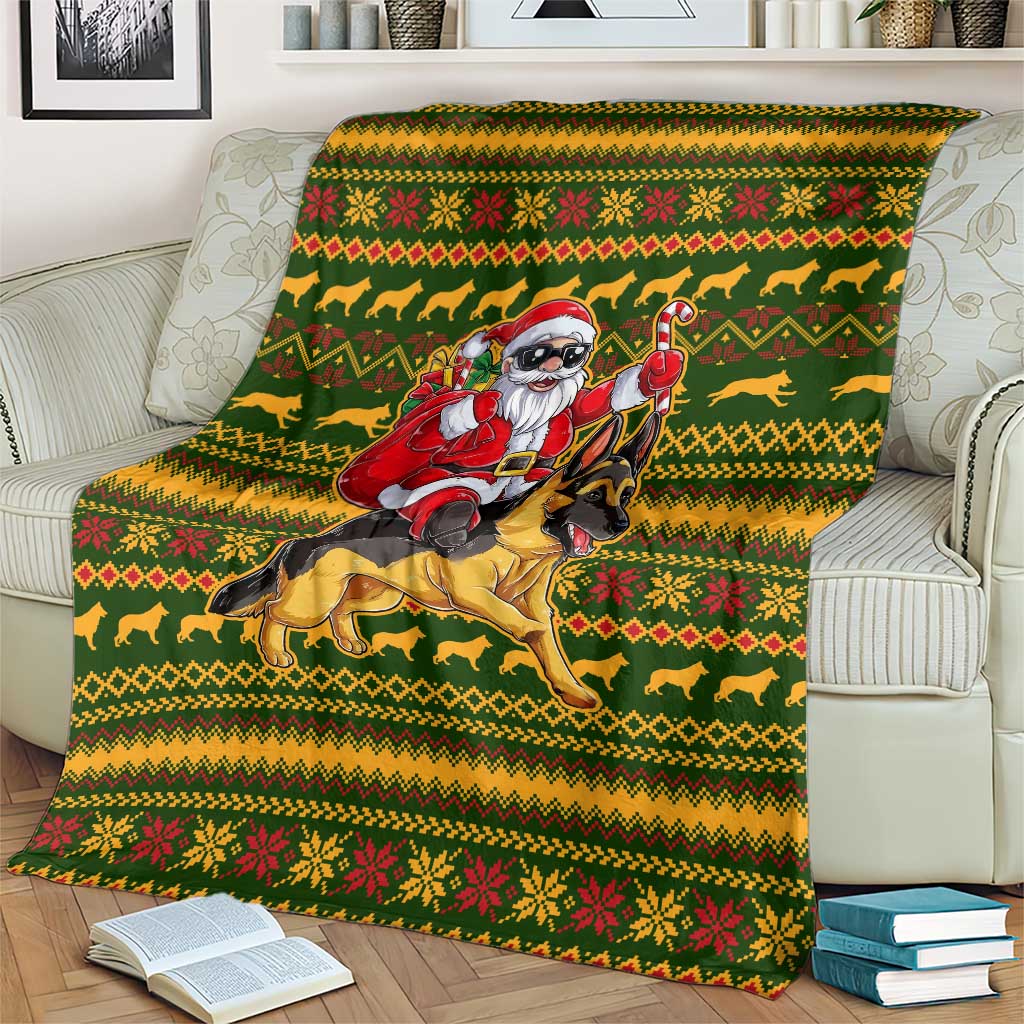 Awesome German Shepherd Dog Santa Claus Christmas Blanket Xmas Holiday Patterns - Wonder Print Shop