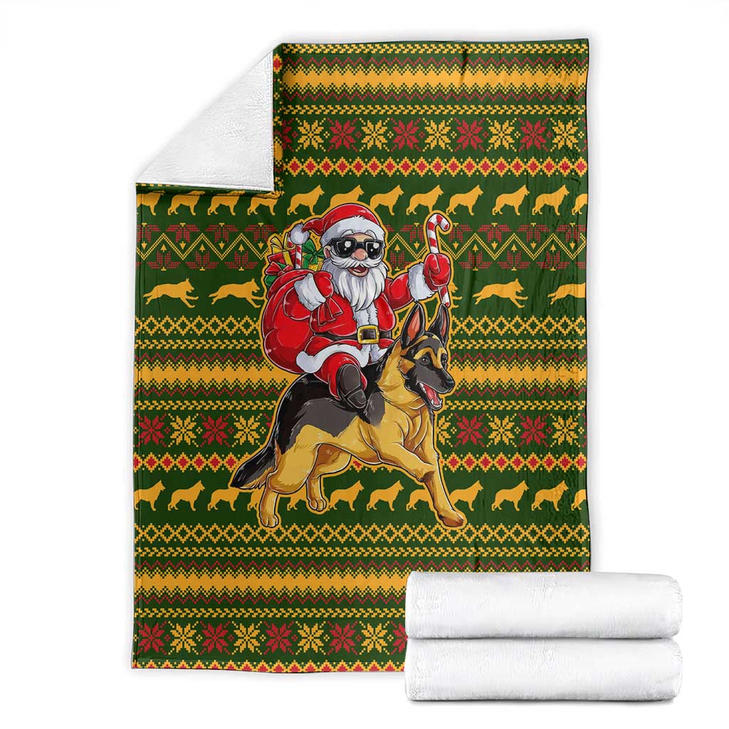 Awesome German Shepherd Dog Santa Claus Christmas Blanket Xmas Holiday Patterns - Wonder Print Shop