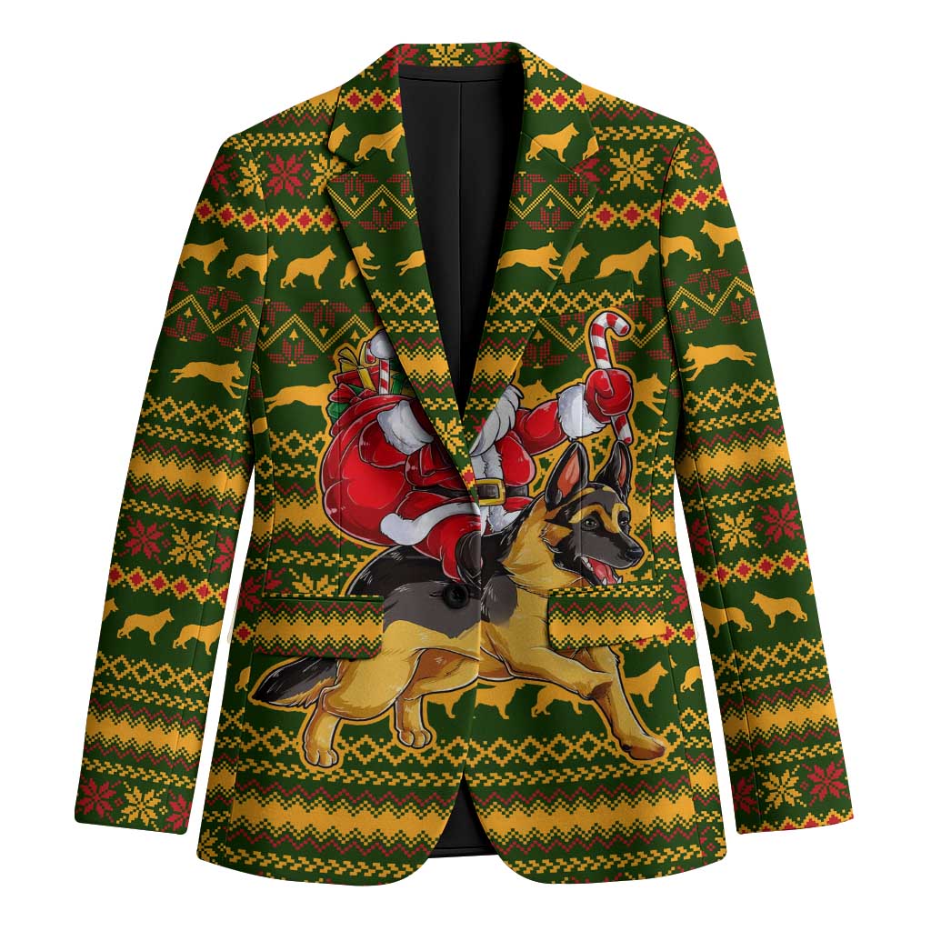 Awesome German Shepherd Dog Santa Claus Christmas Blazer Xmas Holiday Patterns - Wonder Print Shop