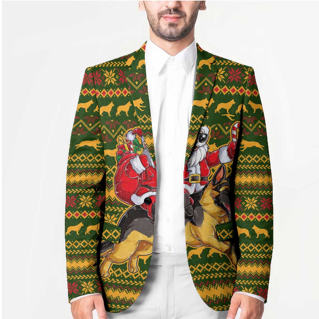 Awesome German Shepherd Dog Santa Claus Christmas Blazer Xmas Holiday Patterns - Wonder Print Shop
