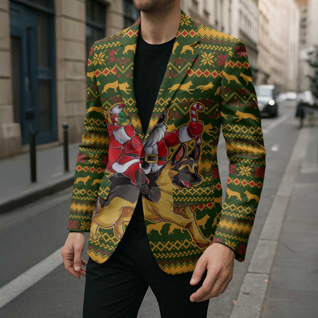 Awesome German Shepherd Dog Santa Claus Christmas Blazer Xmas Holiday Patterns - Wonder Print Shop