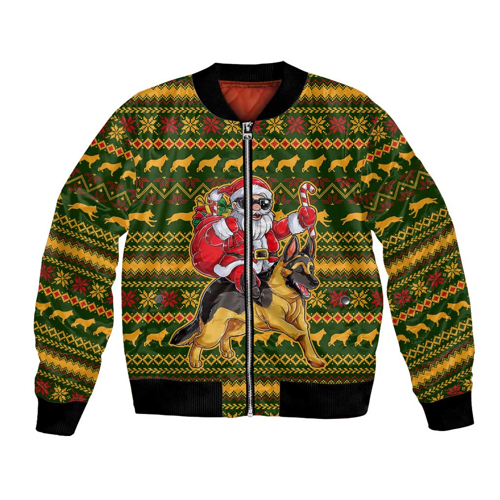Awesome German Shepherd Dog Santa Claus Christmas Bomber Jacket Xmas Holiday Patterns - Wonder Print Shop