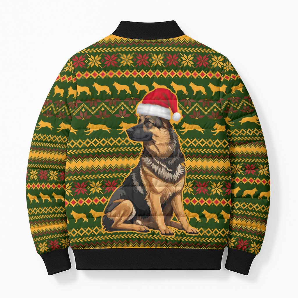 Awesome German Shepherd Dog Santa Claus Christmas Bomber Puffer Jacket Xmas Holiday Patterns - Wonder Print Shop