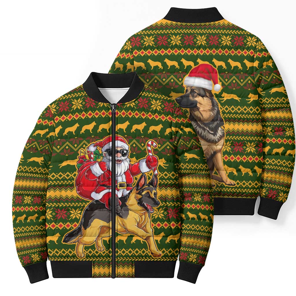 Awesome German Shepherd Dog Santa Claus Christmas Bomber Puffer Jacket Xmas Holiday Patterns - Wonder Print Shop