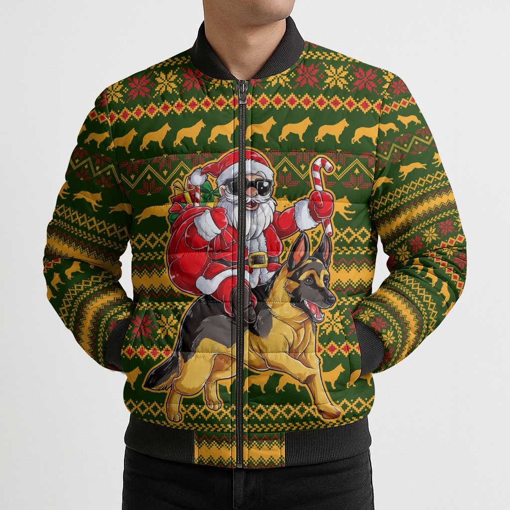 Awesome German Shepherd Dog Santa Claus Christmas Bomber Puffer Jacket Xmas Holiday Patterns - Wonder Print Shop
