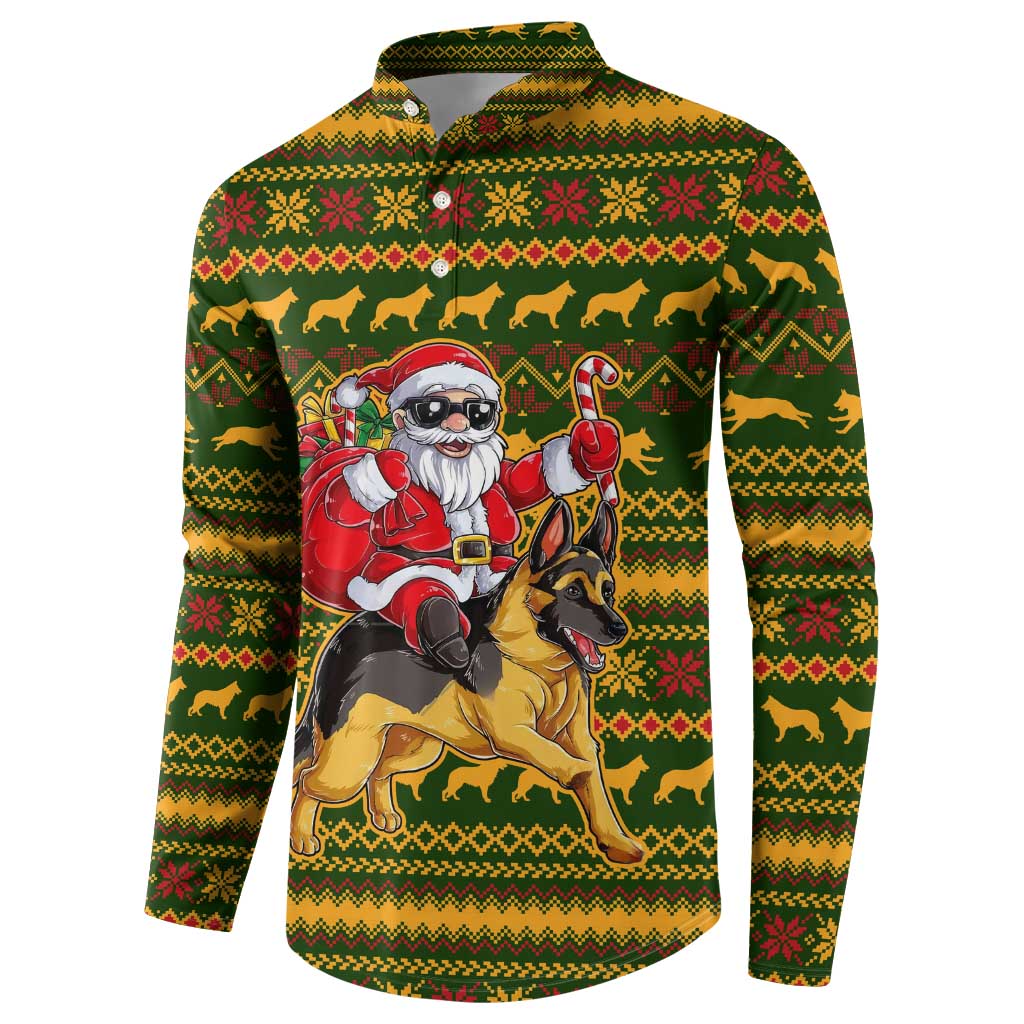 Awesome German Shepherd Dog Santa Claus Christmas Button Sweatshirt Xmas Holiday Patterns - Wonder Print Shop