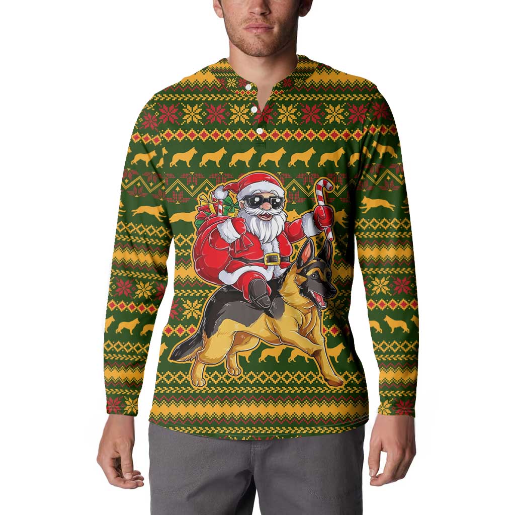 Awesome German Shepherd Dog Santa Claus Christmas Button Sweatshirt Xmas Holiday Patterns - Wonder Print Shop
