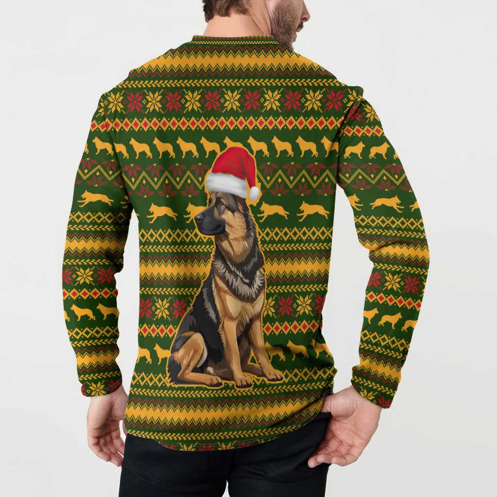 Awesome German Shepherd Dog Santa Claus Christmas Button Sweatshirt Xmas Holiday Patterns - Wonder Print Shop