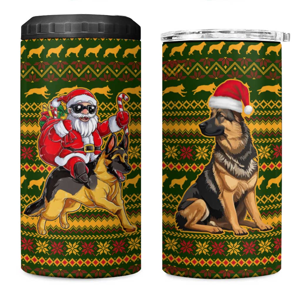 Awesome German Shepherd Dog Santa Claus Christmas 4 in 1 Can Cooler Tumbler Xmas Holiday Patterns - Wonder Print Shop