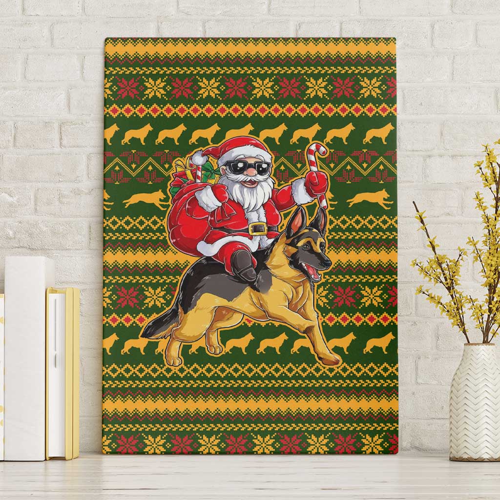Awesome German Shepherd Dog Santa Claus Christmas Canvas Wall Art Xmas Holiday Patterns - Wonder Print Shop