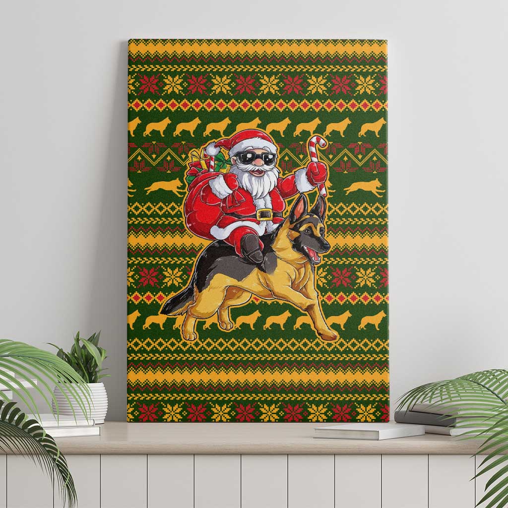 Awesome German Shepherd Dog Santa Claus Christmas Canvas Wall Art Xmas Holiday Patterns - Wonder Print Shop