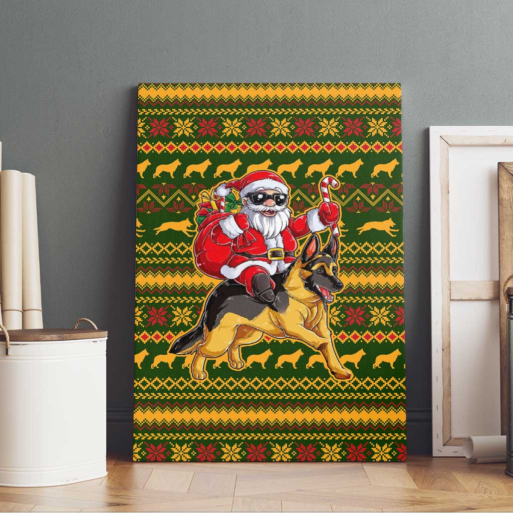 Awesome German Shepherd Dog Santa Claus Christmas Canvas Wall Art Xmas Holiday Patterns - Wonder Print Shop