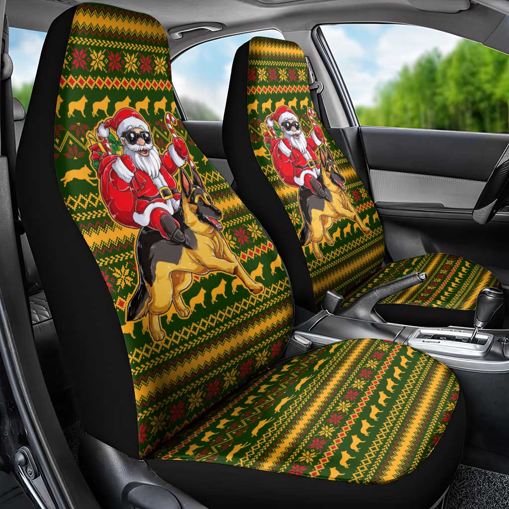 Awesome German Shepherd Dog Santa Claus Christmas Car Seat Cover Xmas Holiday Patterns - Wonder Print Shop
