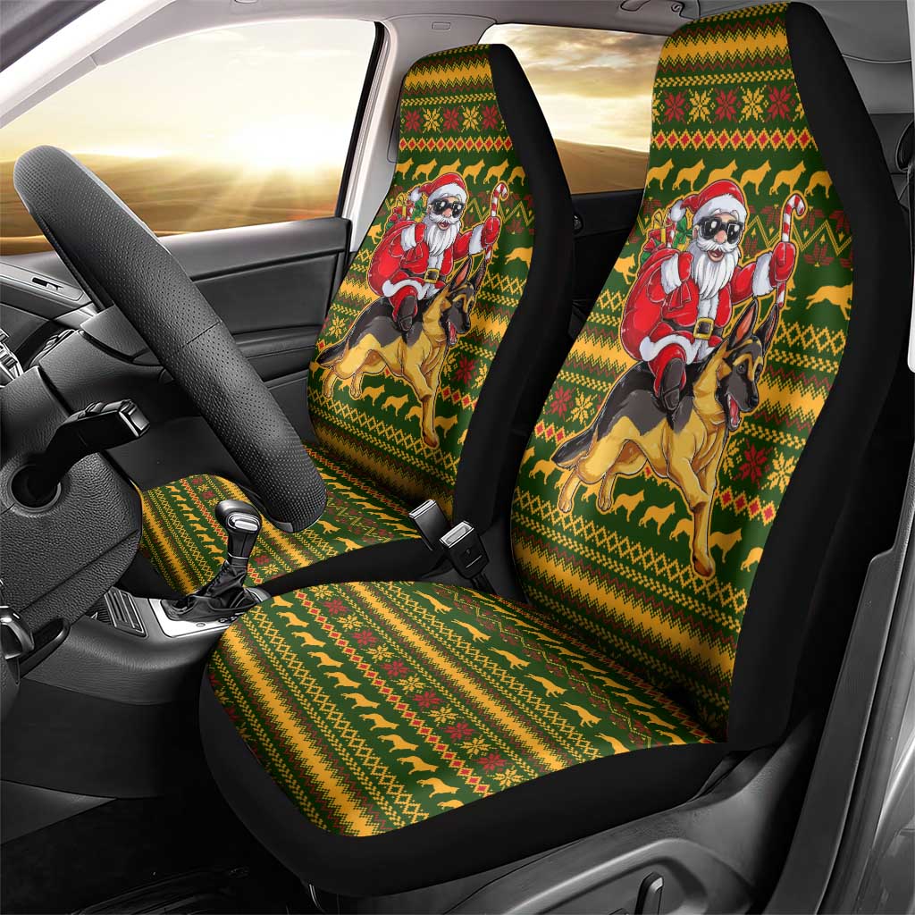Awesome German Shepherd Dog Santa Claus Christmas Car Seat Cover Xmas Holiday Patterns - Wonder Print Shop