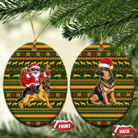 Awesome German Shepherd Dog Santa Claus Christmas Ceramic Ornament Xmas Holiday Patterns - Wonder Print Shop