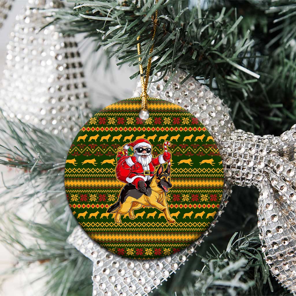 Awesome German Shepherd Dog Santa Claus Christmas Ceramic Ornament Xmas Holiday Patterns - Wonder Print Shop