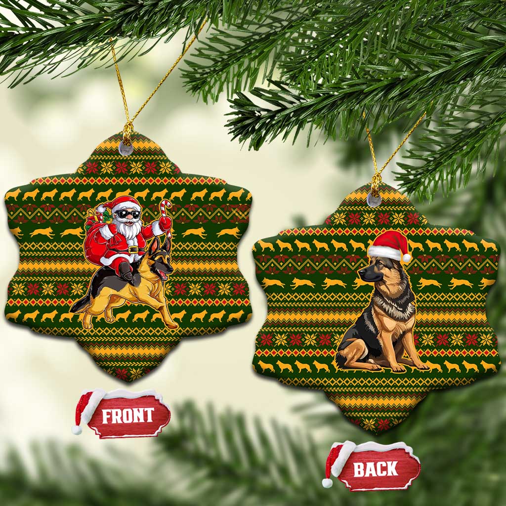 Awesome German Shepherd Dog Santa Claus Christmas Ceramic Ornament Xmas Holiday Patterns - Wonder Print Shop