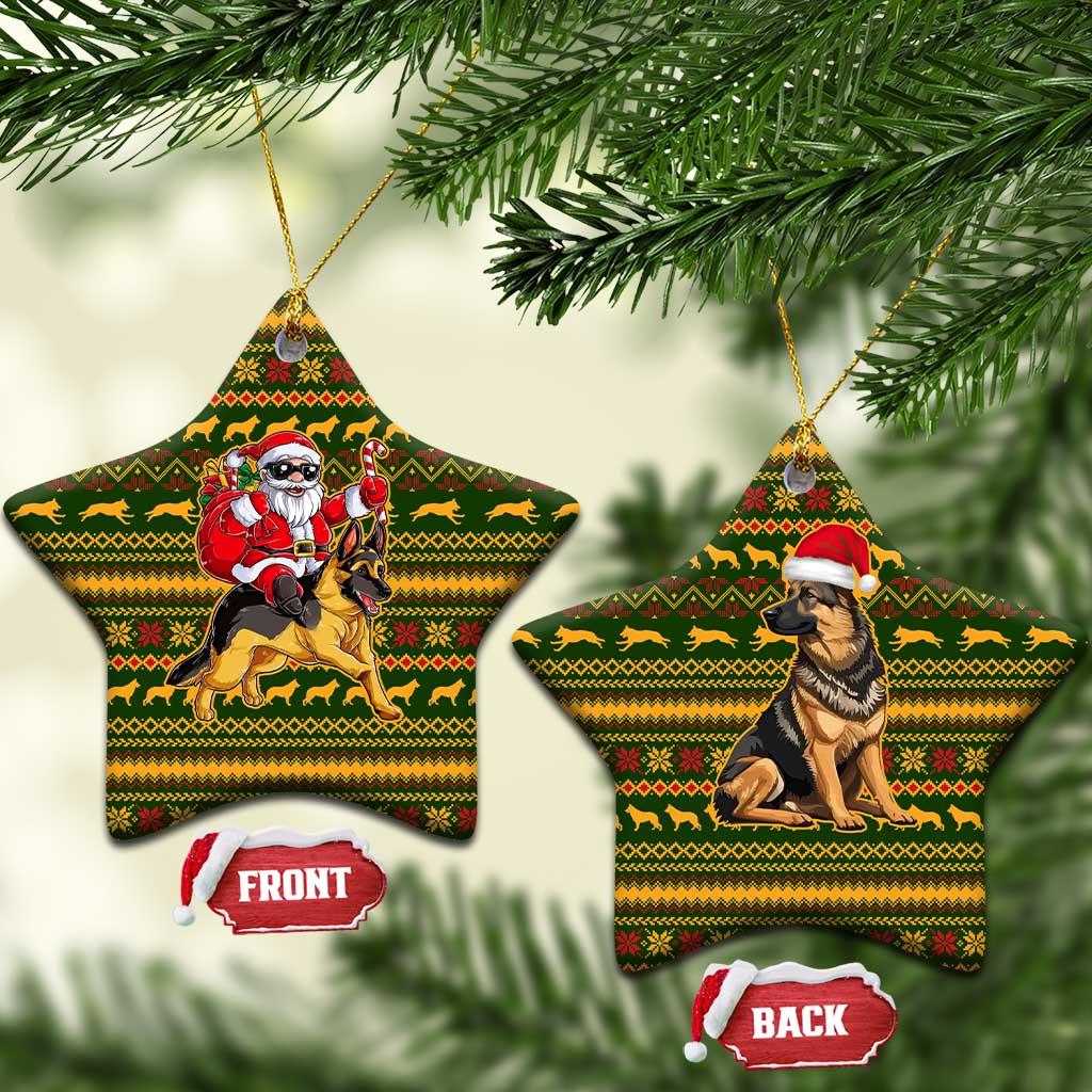 Awesome German Shepherd Dog Santa Claus Christmas Ceramic Ornament Xmas Holiday Patterns - Wonder Print Shop
