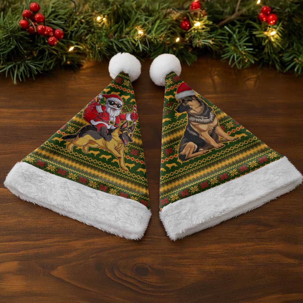 Awesome German Shepherd Dog Santa Claus Christmas Santa Hat Xmas Holiday Patterns - Wonder Print Shop