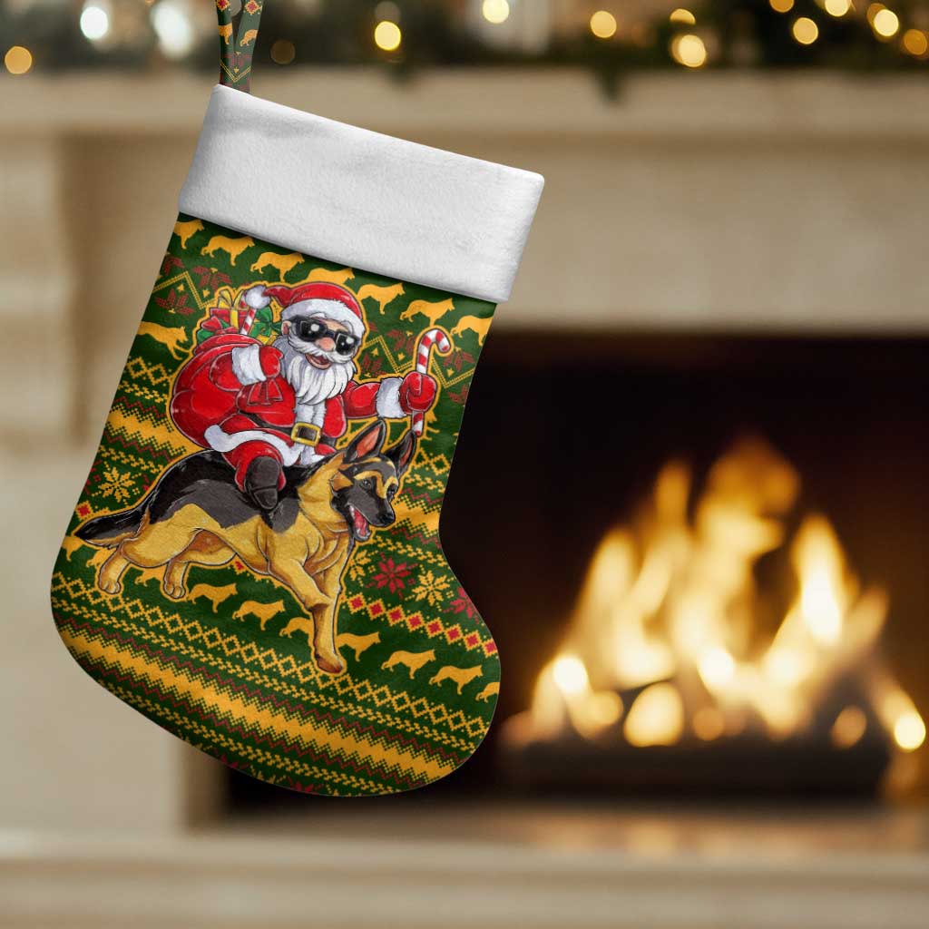 Awesome German Shepherd Dog Santa Claus Christmas Stocking Xmas Holiday Patterns - Wonder Print Shop