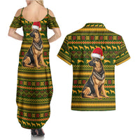 Awesome German Shepherd Dog Santa Claus Christmas Couples Matching Summer Maxi Dress and Hawaiian Shirt Xmas Holiday Patterns - Wonder Print Shop