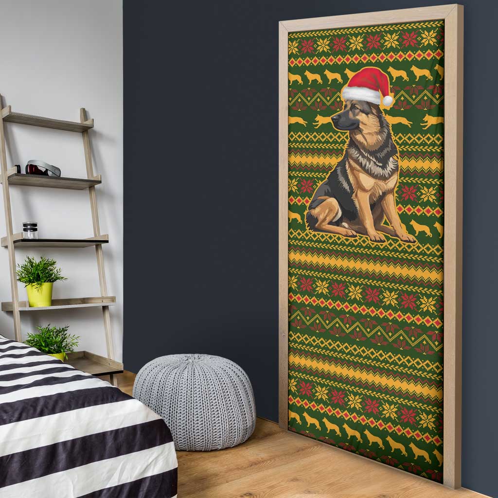 Awesome German Shepherd Dog Santa Claus Christmas Door Cover Xmas Holiday Patterns - Wonder Print Shop
