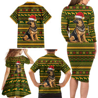Awesome German Shepherd Dog Santa Claus Christmas Family Matching Long Sleeve Bodycon Dress and Hawaiian Shirt Xmas Holiday Patterns - Wonder Print Shop