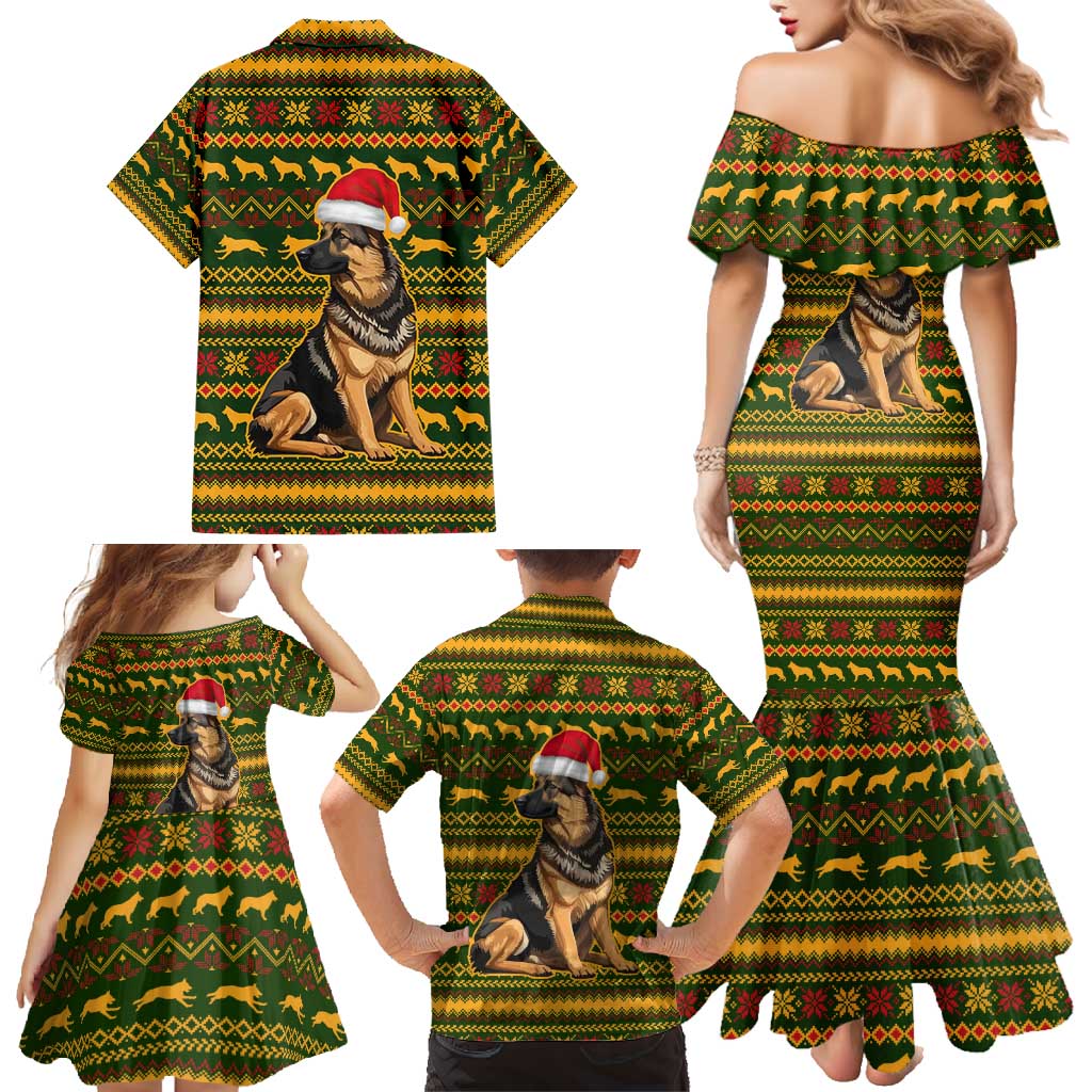 Awesome German Shepherd Dog Santa Claus Christmas Family Matching Mermaid Dress and Hawaiian Shirt Xmas Holiday Patterns - Wonder Print Shop