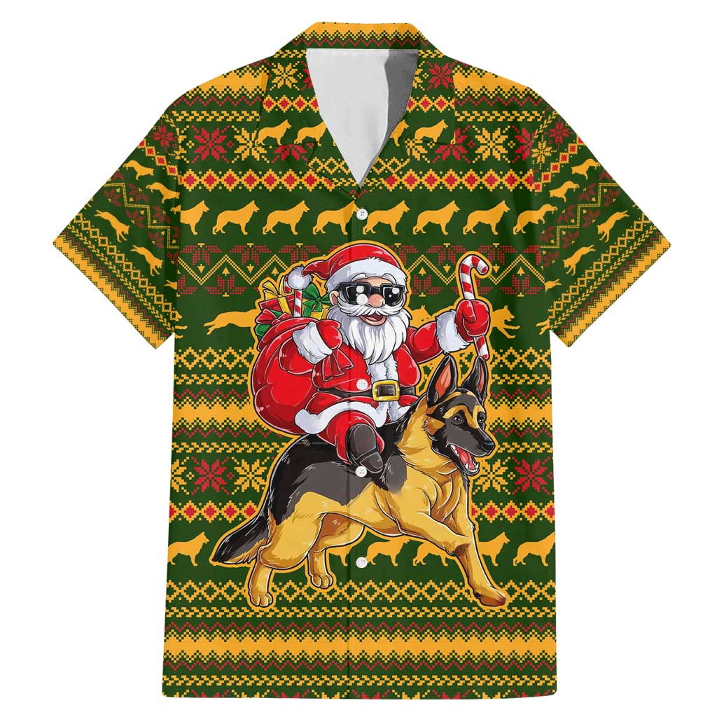 Awesome German Shepherd Dog Santa Claus Christmas Family Matching Mermaid Dress and Hawaiian Shirt Xmas Holiday Patterns - Wonder Print Shop