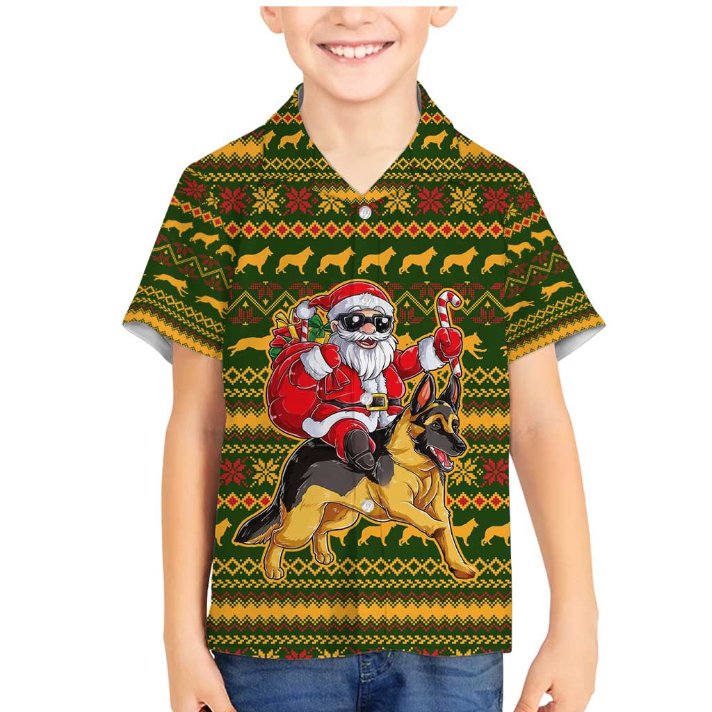 Awesome German Shepherd Dog Santa Claus Christmas Family Matching Mermaid Dress and Hawaiian Shirt Xmas Holiday Patterns - Wonder Print Shop