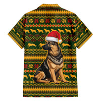 Awesome German Shepherd Dog Santa Claus Christmas Family Matching Off The Shoulder Long Sleeve Dress and Hawaiian Shirt Xmas Holiday Patterns - Wonder Print Shop