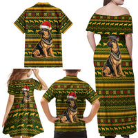 Awesome German Shepherd Dog Santa Claus Christmas Family Matching Off Shoulder Maxi Dress and Hawaiian Shirt Xmas Holiday Patterns - Wonder Print Shop