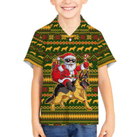 Awesome German Shepherd Dog Santa Claus Christmas Family Matching Off Shoulder Maxi Dress and Hawaiian Shirt Xmas Holiday Patterns - Wonder Print Shop