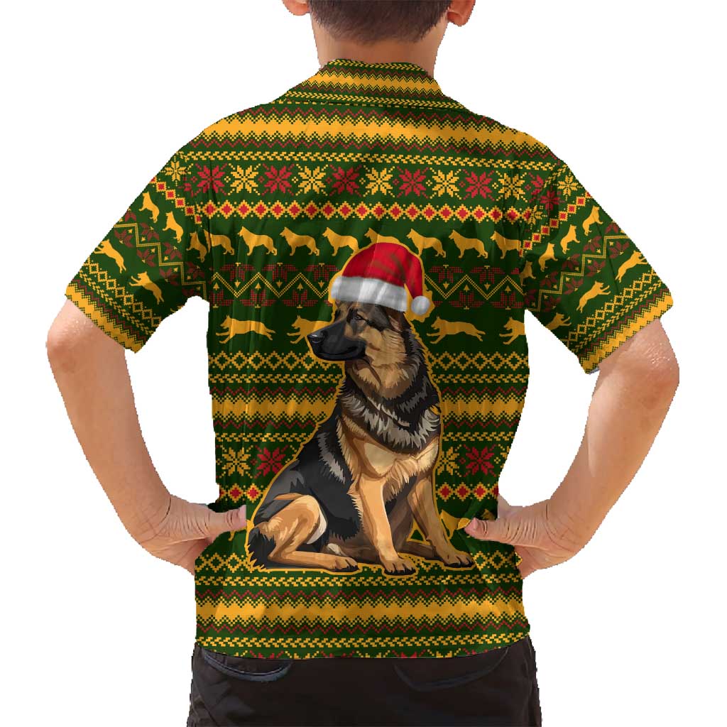 Awesome German Shepherd Dog Santa Claus Christmas Family Matching Puletasi and Hawaiian Shirt Xmas Holiday Patterns - Wonder Print Shop