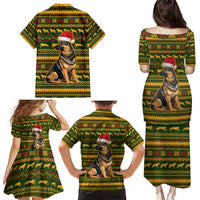 Awesome German Shepherd Dog Santa Claus Christmas Family Matching Puletasi and Hawaiian Shirt Xmas Holiday Patterns - Wonder Print Shop