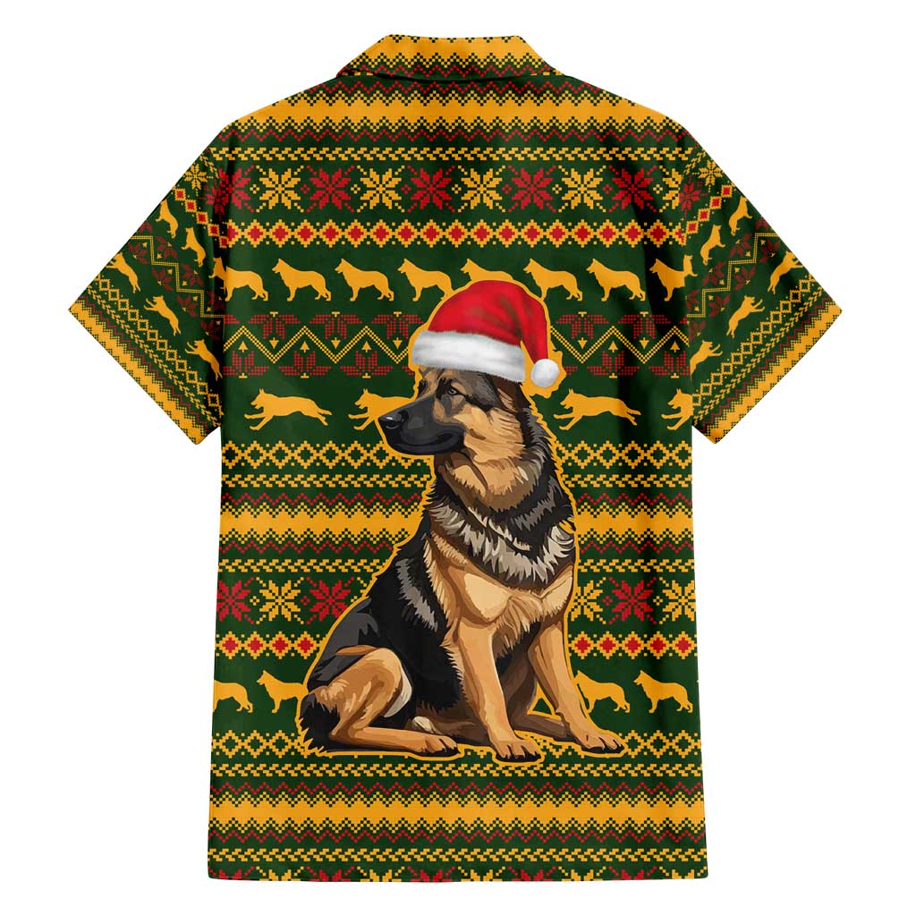 Awesome German Shepherd Dog Santa Claus Christmas Family Matching Puletasi and Hawaiian Shirt Xmas Holiday Patterns - Wonder Print Shop