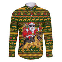 Awesome German Shepherd Dog Santa Claus Christmas Family Matching Puletasi and Hawaiian Shirt Xmas Holiday Patterns - Wonder Print Shop
