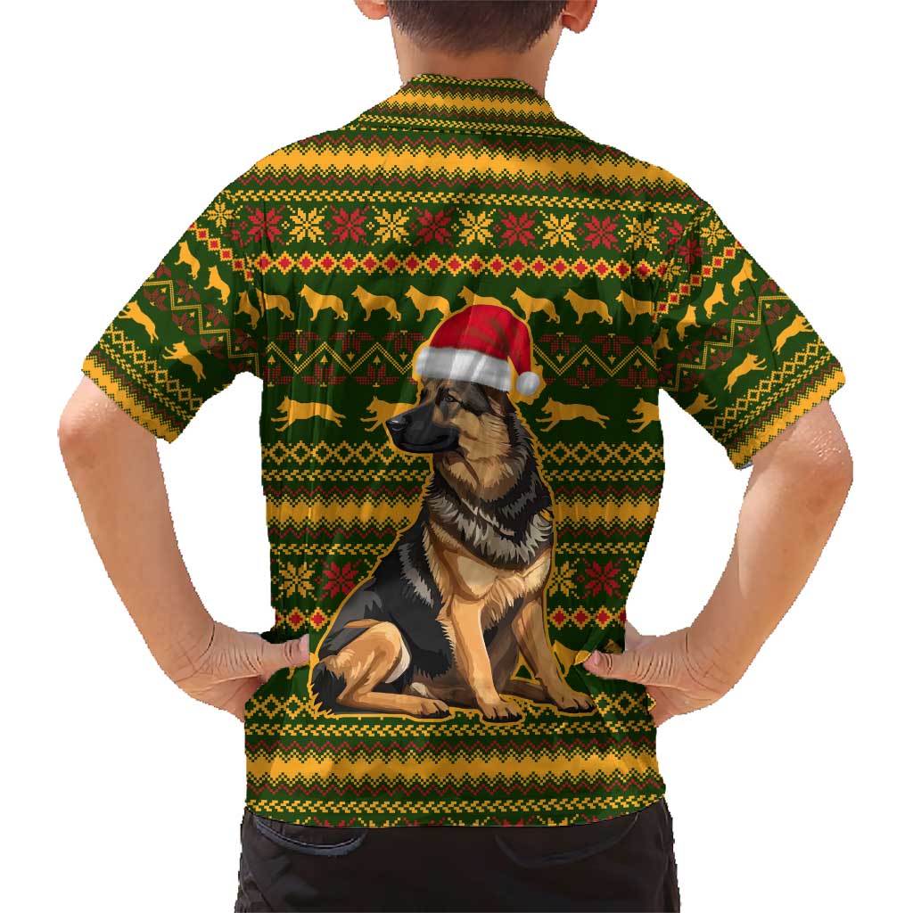 Awesome German Shepherd Dog Santa Claus Christmas Family Matching Short Sleeve Bodycon Dress and Hawaiian Shirt Xmas Holiday Patterns - Wonder Print Shop