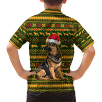 Awesome German Shepherd Dog Santa Claus Christmas Family Matching Short Sleeve Bodycon Dress and Hawaiian Shirt Xmas Holiday Patterns - Wonder Print Shop