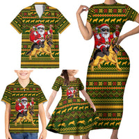 Awesome German Shepherd Dog Santa Claus Christmas Family Matching Short Sleeve Bodycon Dress and Hawaiian Shirt Xmas Holiday Patterns - Wonder Print Shop