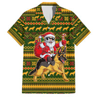 Awesome German Shepherd Dog Santa Claus Christmas Family Matching Short Sleeve Bodycon Dress and Hawaiian Shirt Xmas Holiday Patterns - Wonder Print Shop