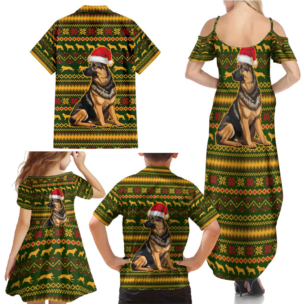 Awesome German Shepherd Dog Santa Claus Christmas Family Matching Summer Maxi Dress and Hawaiian Shirt Xmas Holiday Patterns - Wonder Print Shop