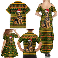 Awesome German Shepherd Dog Santa Claus Christmas Family Matching Summer Maxi Dress and Hawaiian Shirt Xmas Holiday Patterns - Wonder Print Shop