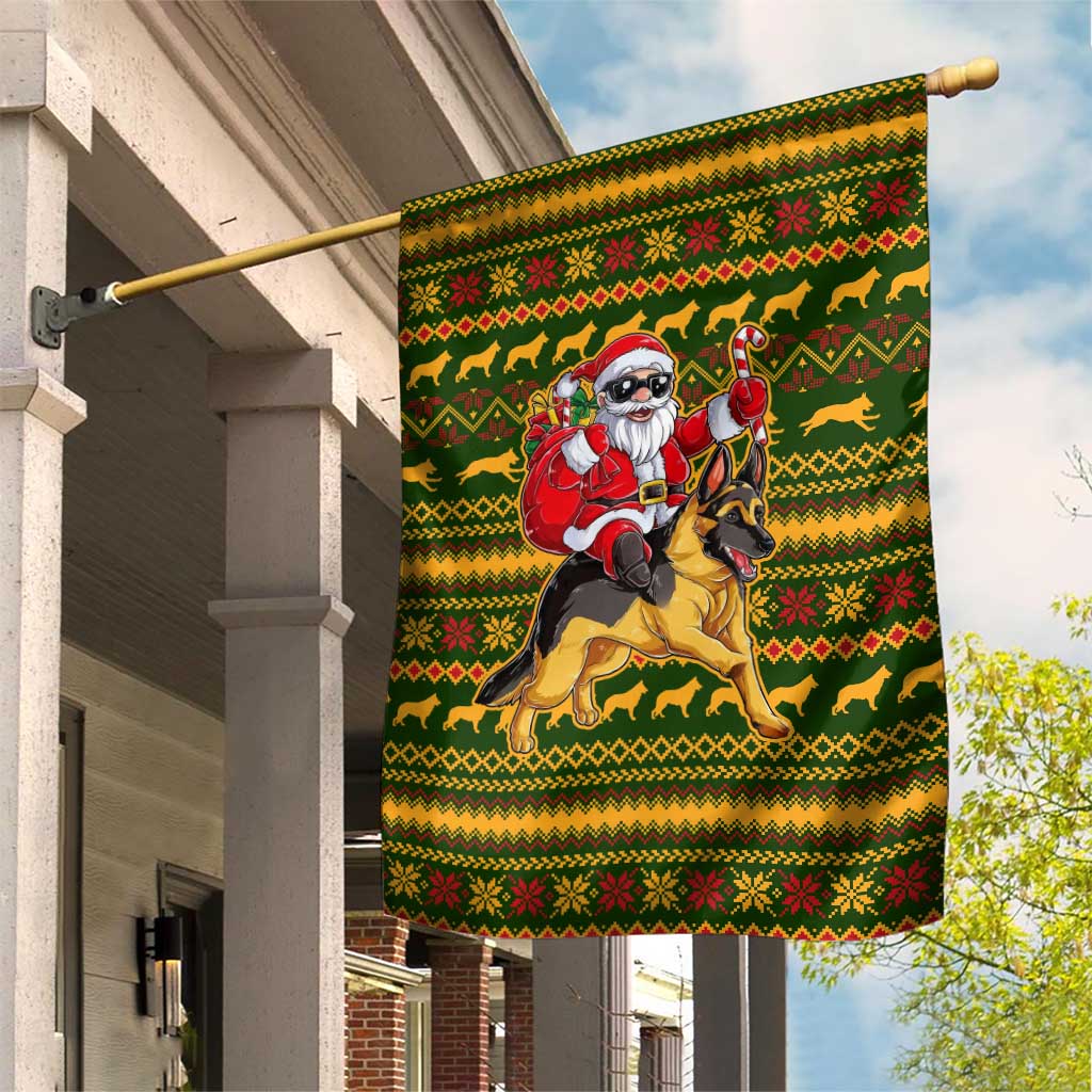 Awesome German Shepherd Dog Santa Claus Christmas Garden Flag Xmas Holiday Patterns - Wonder Print Shop